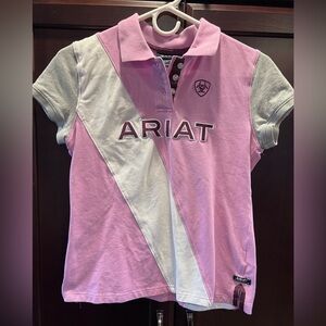 Ariat Kids Pink, white and gray Polo Shirt